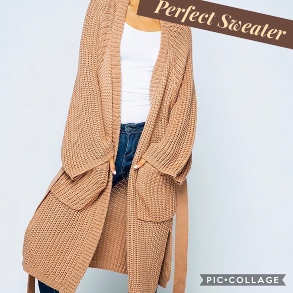 SALE!!! 1 Left! A Staple! Tan Midi Open Sweater. - Picture 1 of 3